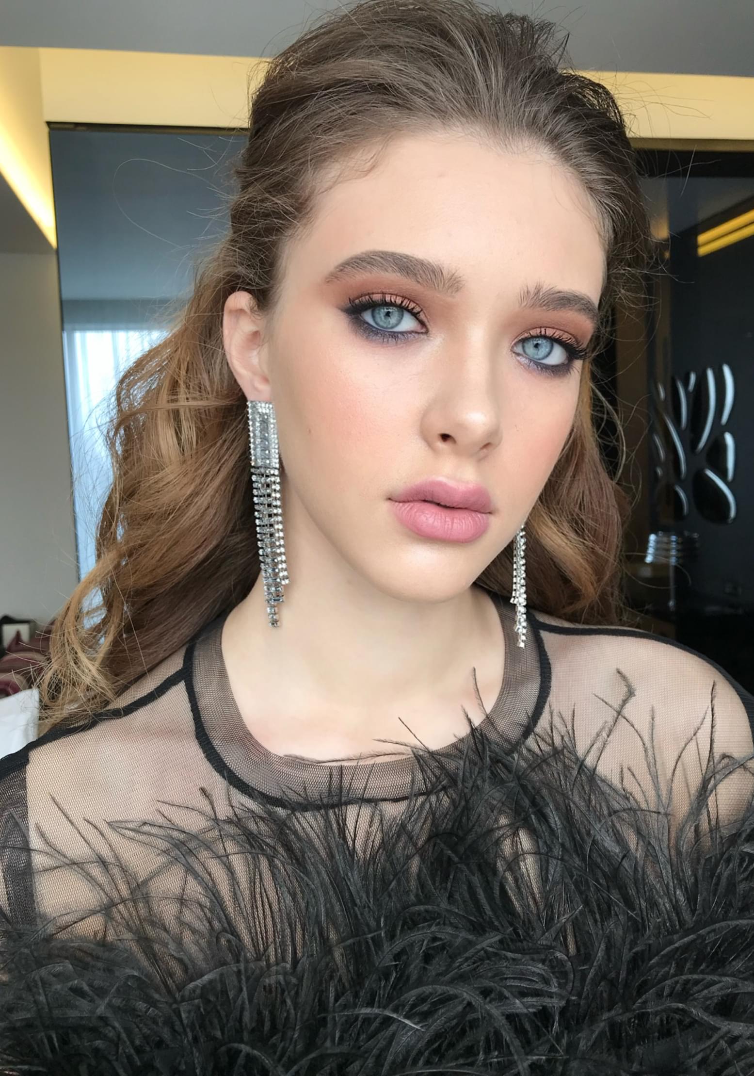 Bold lip makeup model